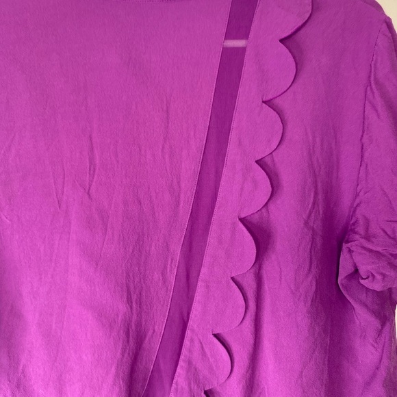 Armani Exchange Purple Short Sleeve Button Down Shirt With Scalloped Edges Large - Picture 9 of 12